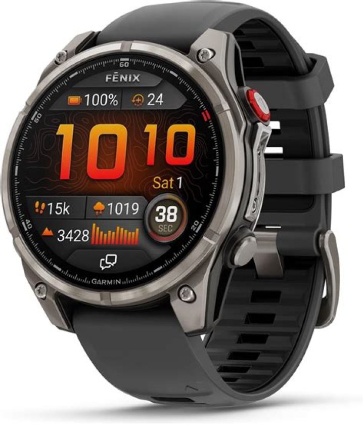 A Fenix 7, the best multisport smartwatch from Garmin, rests on a wooden post.