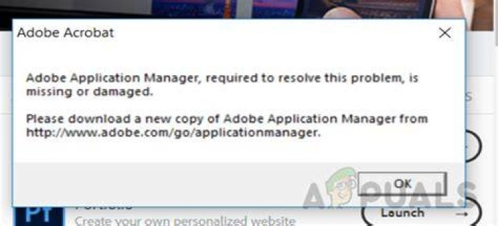 Adobe Application Manager missing or damaged