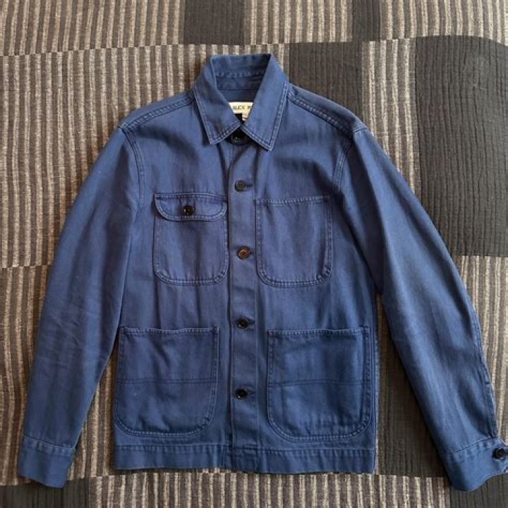 Alex Mill Garment-Dyed Work Jacket in Recycled Denim