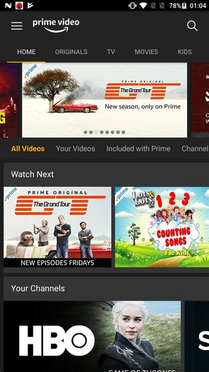 Amazon Prime Video app on Pixel 3 XL phone