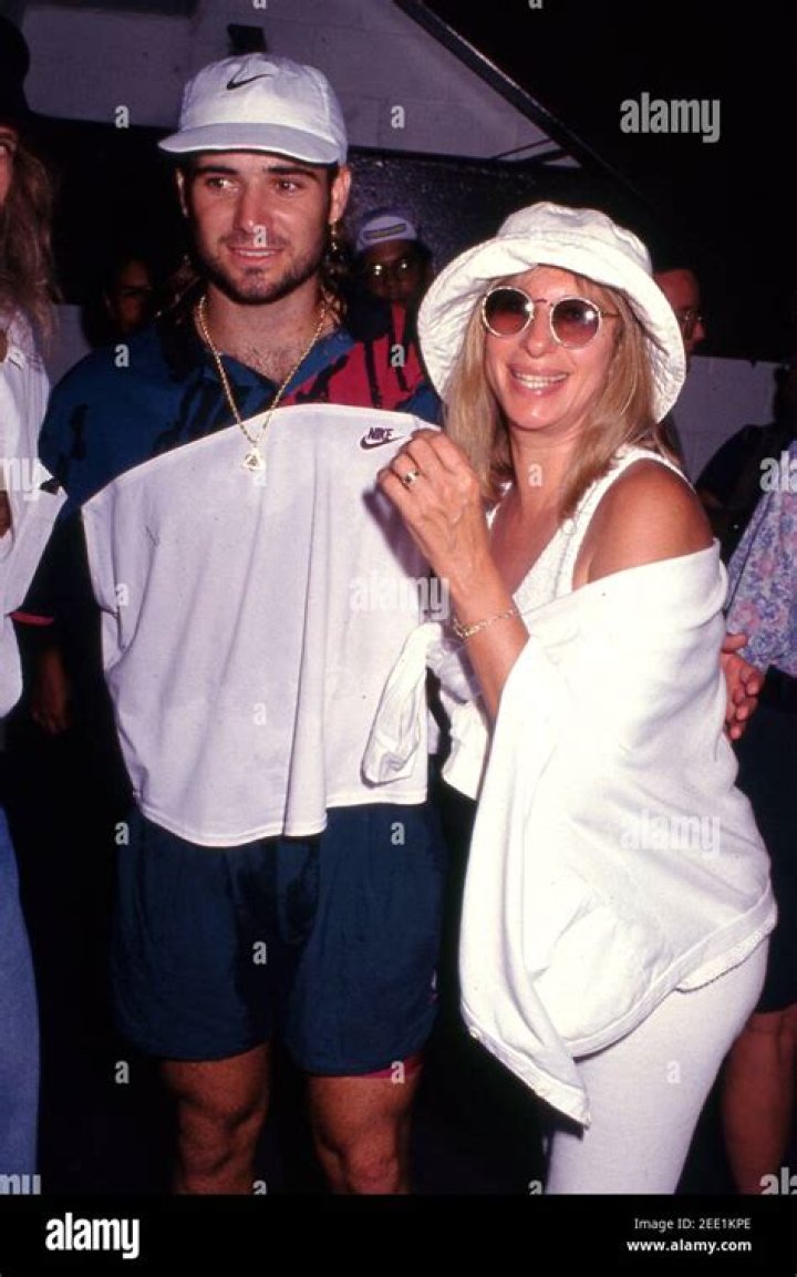 Andre Agassi and Barbra Streisand at the 1992 U.S. Open Tennis Championship September 9, 1992