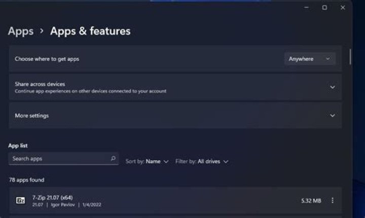 Apps and features
