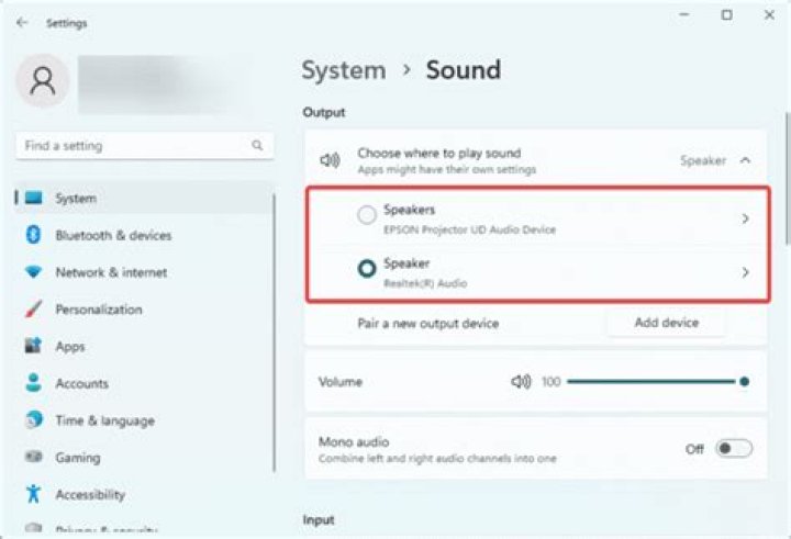 Audio settings