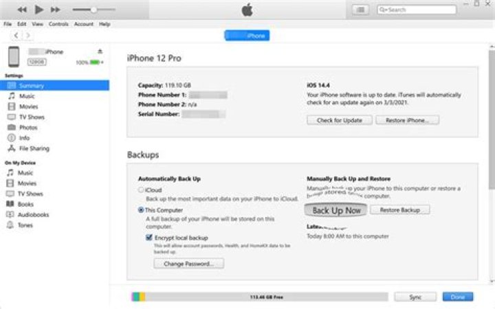 Backup iPhone with iTunes 2