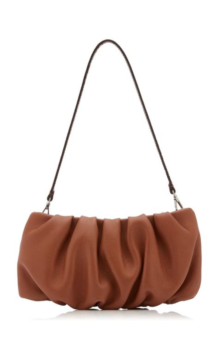 Bean Ruched Leather Shoulder Bag