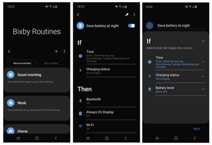 Bixby routines save battery