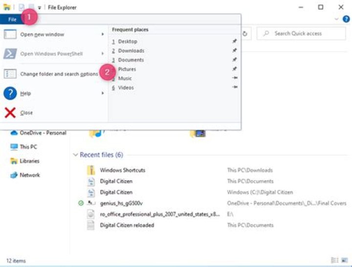 change folder search options