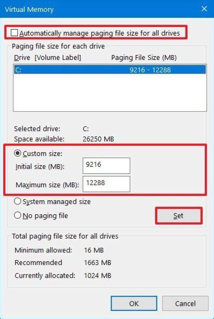 Change virtual memory