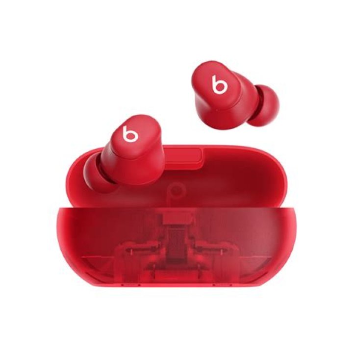 Cheap earbuds: Red Panasonic Ergo Fit on white table.