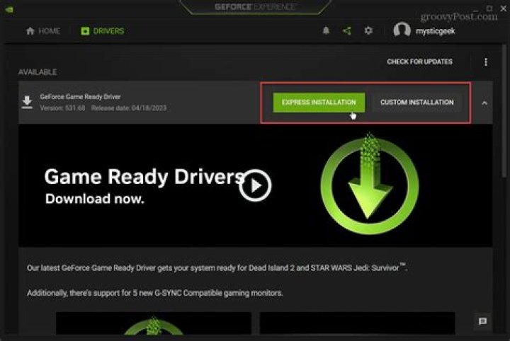 Check for updates Geforce Experience Nvidia