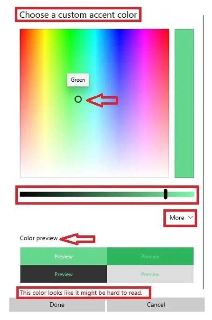 Choose a custom accent color Choose a custom accent color option