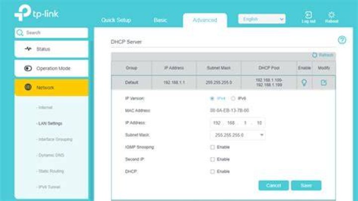 click advanced tp link