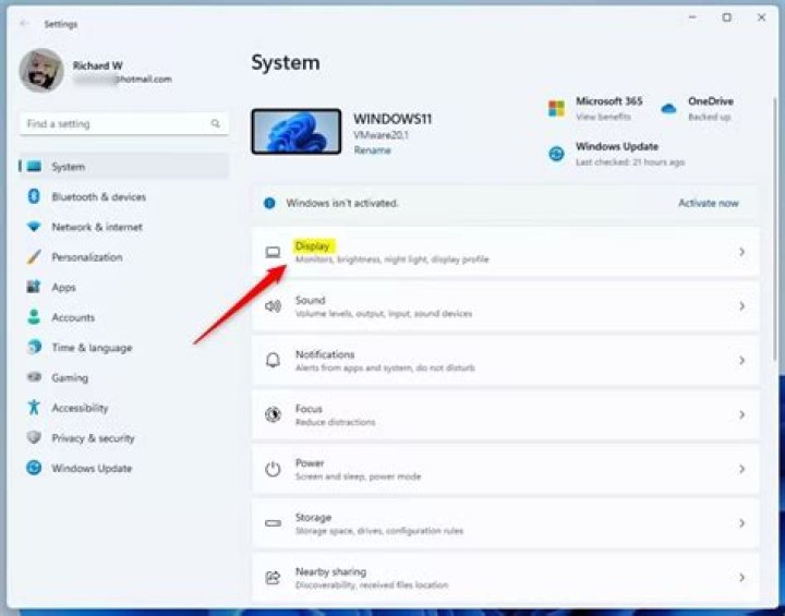 click on system on the left