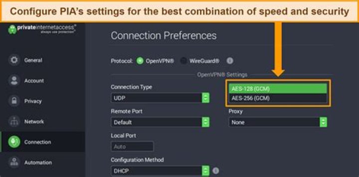 configure PIA settings
