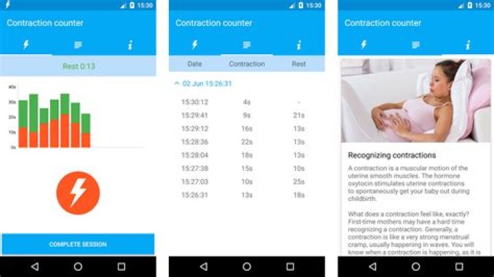 Contractions Counter screenshot is one of the best pregnancy apps for android
