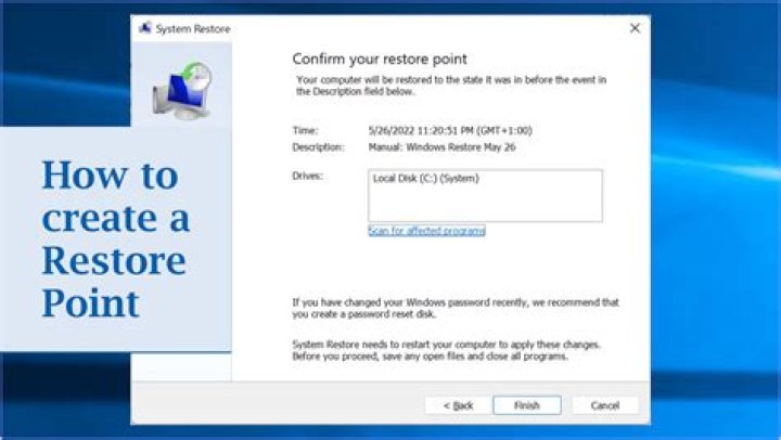 create system restore control panel