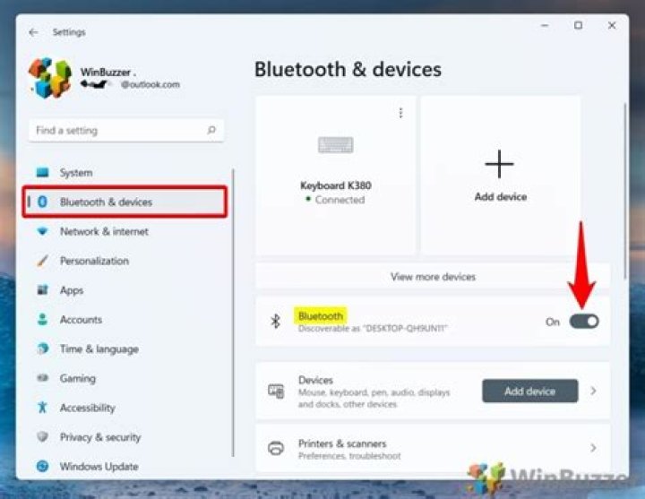 devices settings win 10