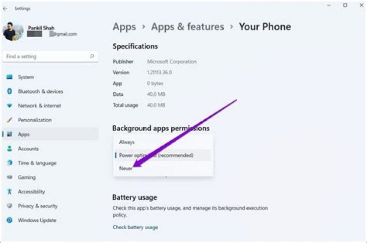 Disable background app