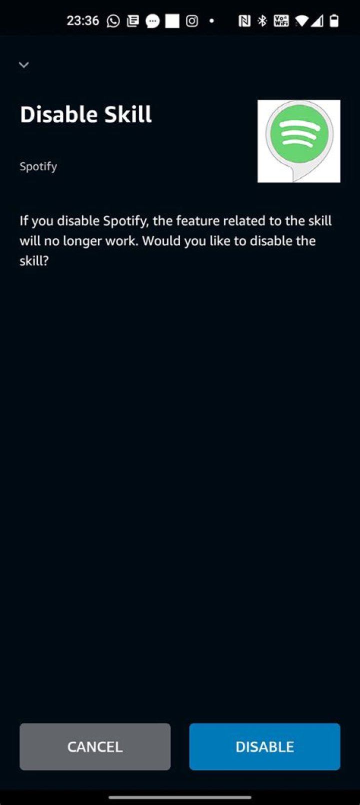 disable spotify skill alexa