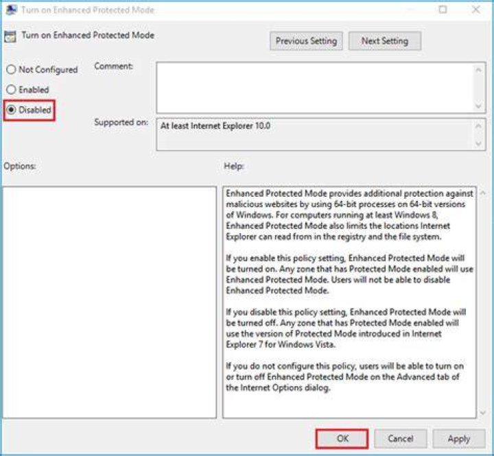 enable enhanced protected mode Key request failed steam