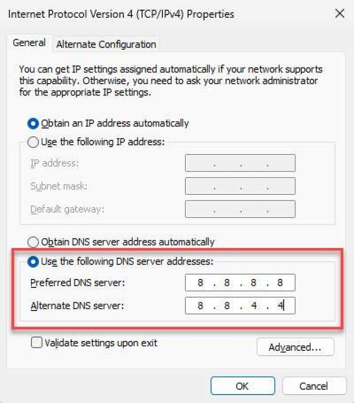 enter DNS server
