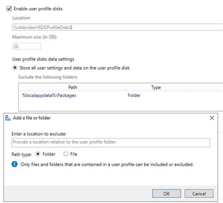 exclude directories your roaming profile was not completely synchronized
