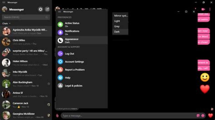 Facebook Messenger Dark Mode