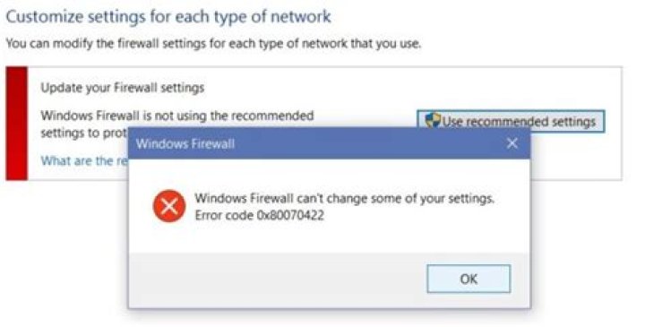 Firewall Settings Error 0x80070422 in Windows 10/11, 7