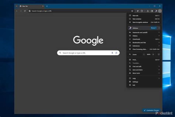 Google chrome menu