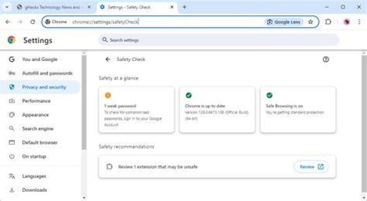 Google Chrome Safety Check Google Chrome Safety Check