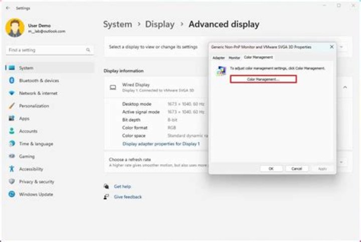 Graphics adapter properties