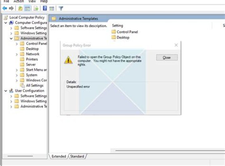 group policy error reporting service