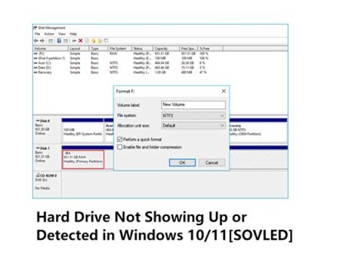 hard drive not showing up after update