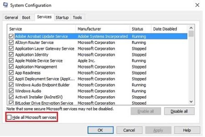 hide all microsoft services