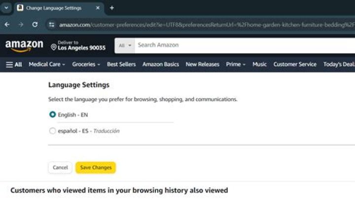 How to change the site language on Amazon