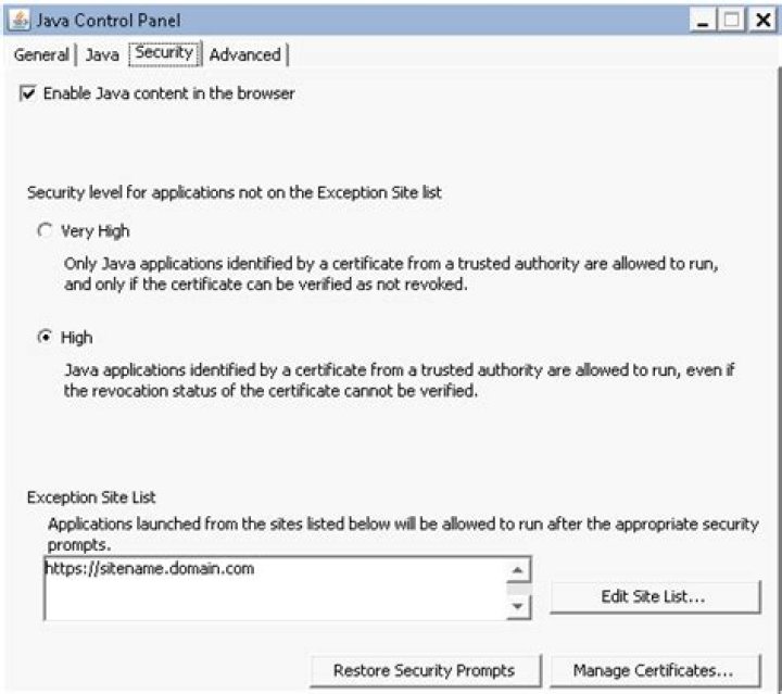 java security pop-up