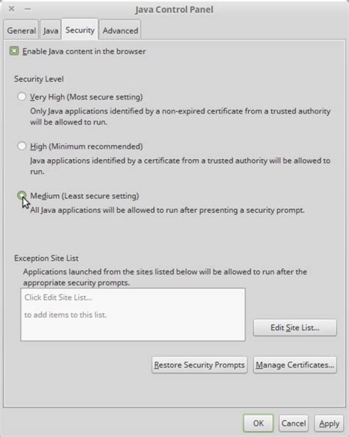  java security settings