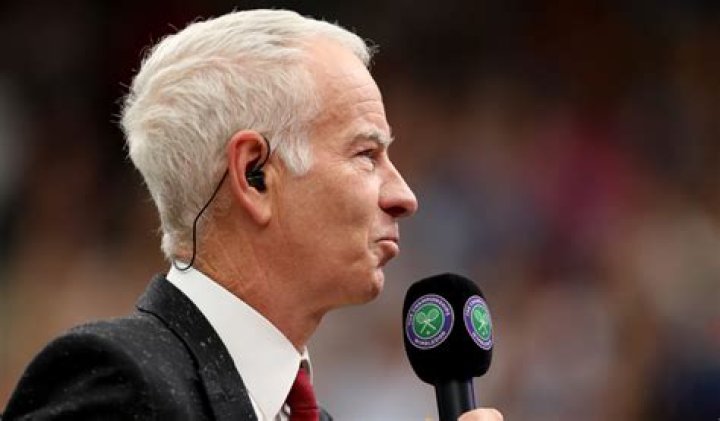 John McEnroe on the microphone at Wimbledon