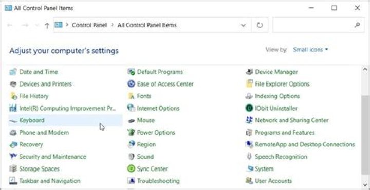 keyboard settings control panel