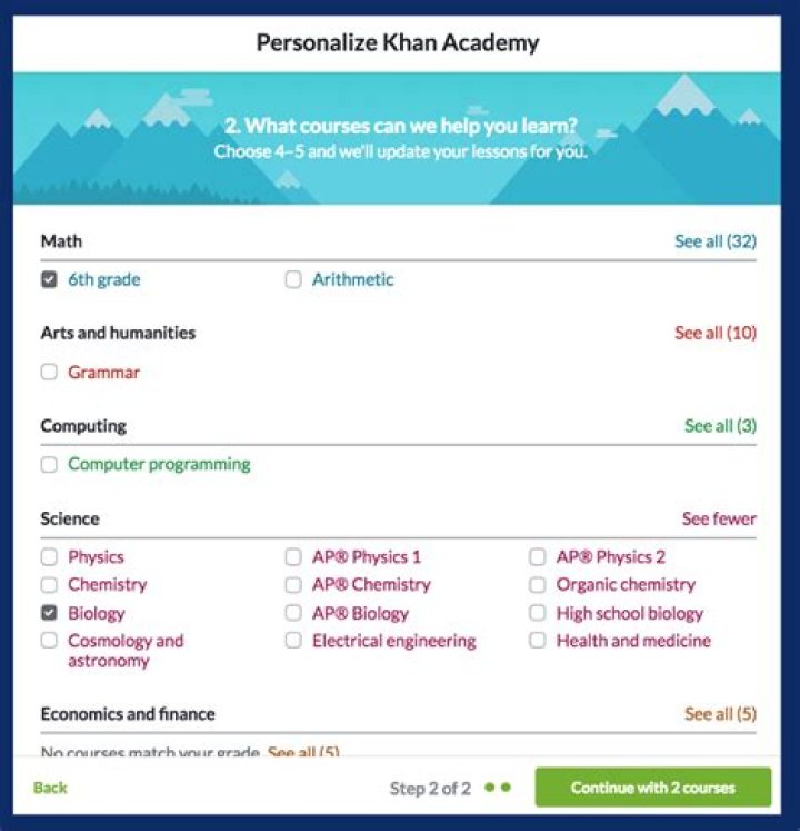 Khan Academy screenshot 2022