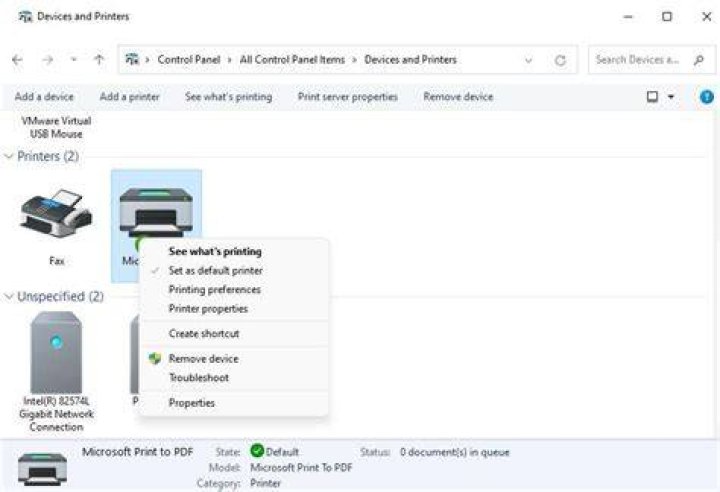 Large icons option wireless printer windows 11