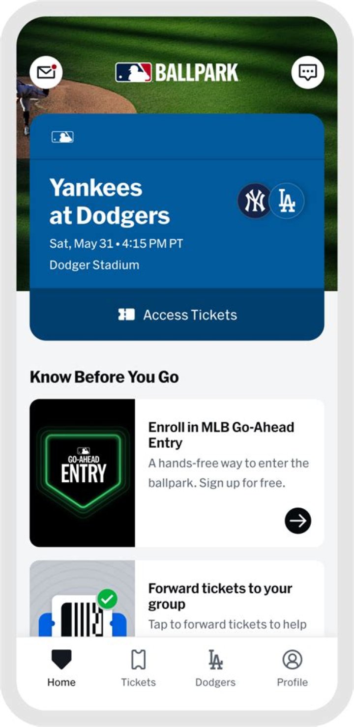 MLB app screenshot 2020
