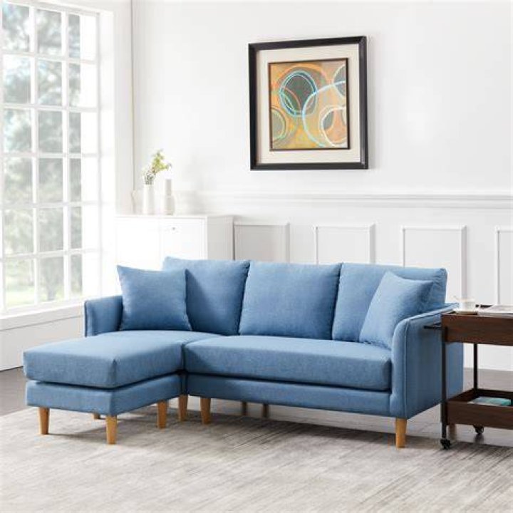 Modern blue L-shaped sofa Modern blue L-shaped sofa