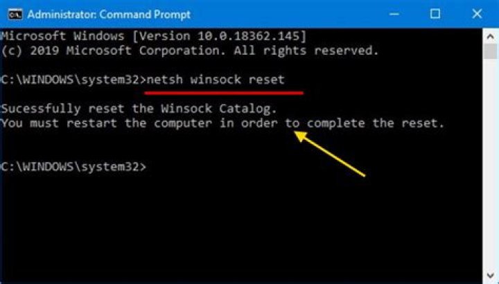 netsh winsock reset catalog