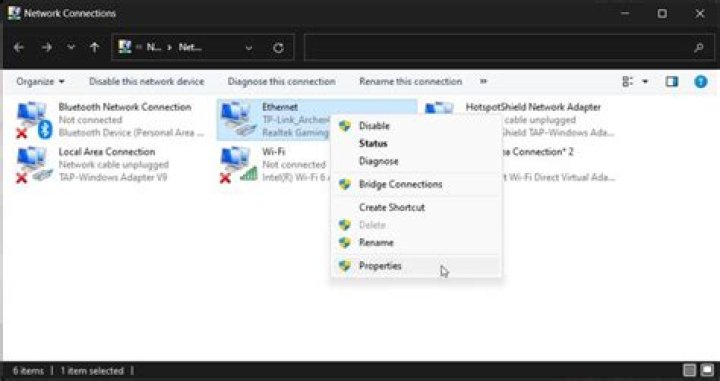 Network adapter properties Control Panel - League of Legends