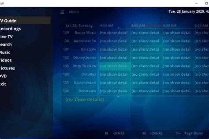 NextPVR main menu
