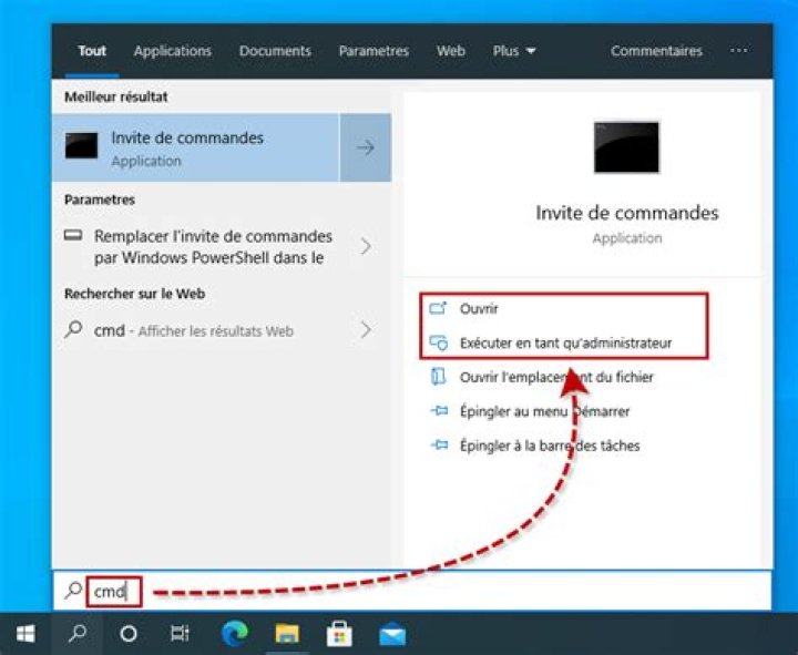 Ouvrir Invite de commandes Admin_commande ipconfig flushdns