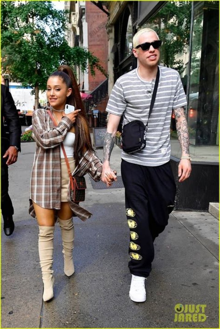 Pete Davidson embracing Ariana Grande at awards show