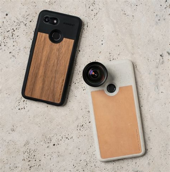 Pixel 3 with Moment case and the wide angle and macro lens on a marble table.