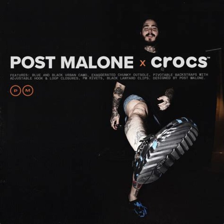 Post Malone Crocs drop 5 Jibbitz include a heart, grapes, a rubber duck and others inspired by his tattoos, including a hammer.